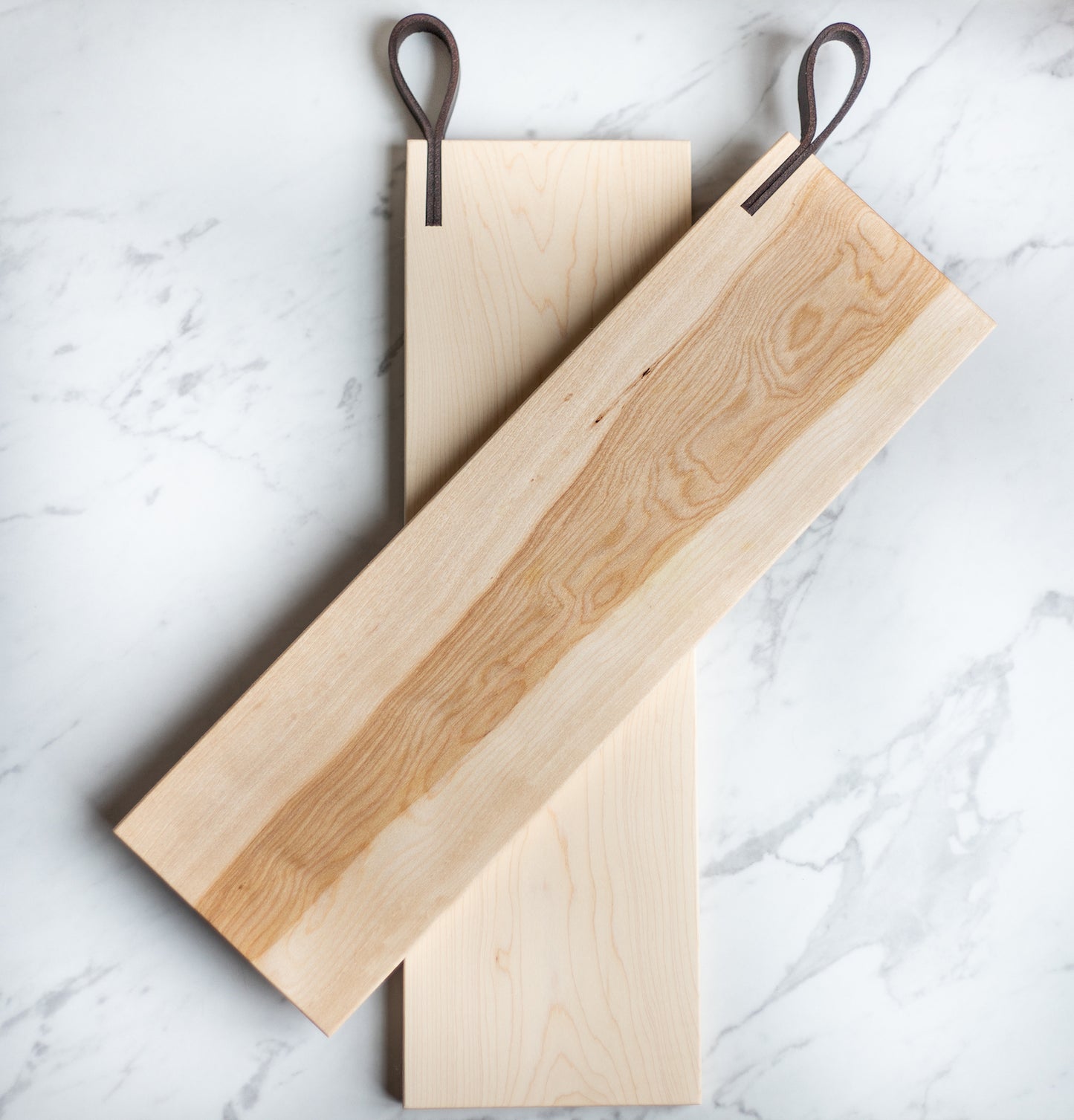 Solid Sugar Maple cheese board with leather handle